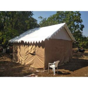 Premium Cream Shamiyana Tent – Canvas Marquee Style | Event & Wedding Tent with Scalloped Valance